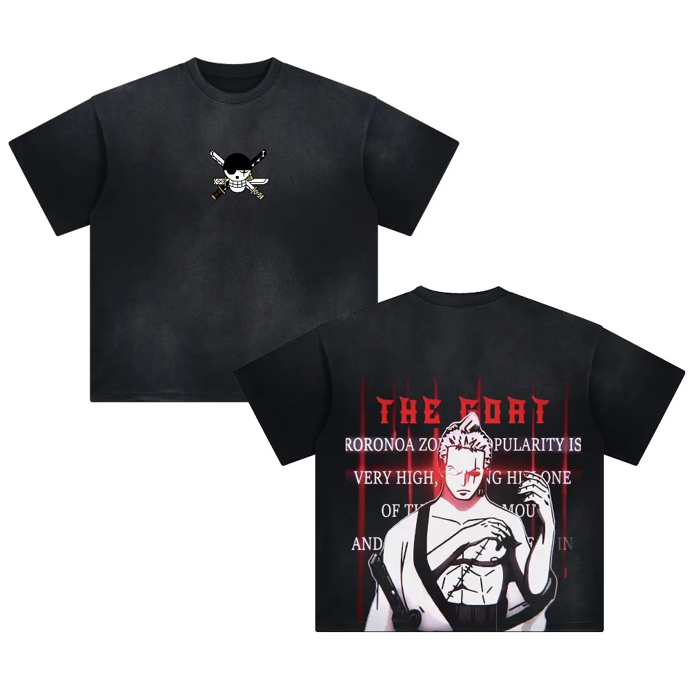 تي شيرت رجالي ونسائي من ONE PIECE بتصميم رورونوا زورو، قميص أنيمي صيفي وربيعي، تي شيرت قصير الأكمام بتصميم عتيق ومهترئ
