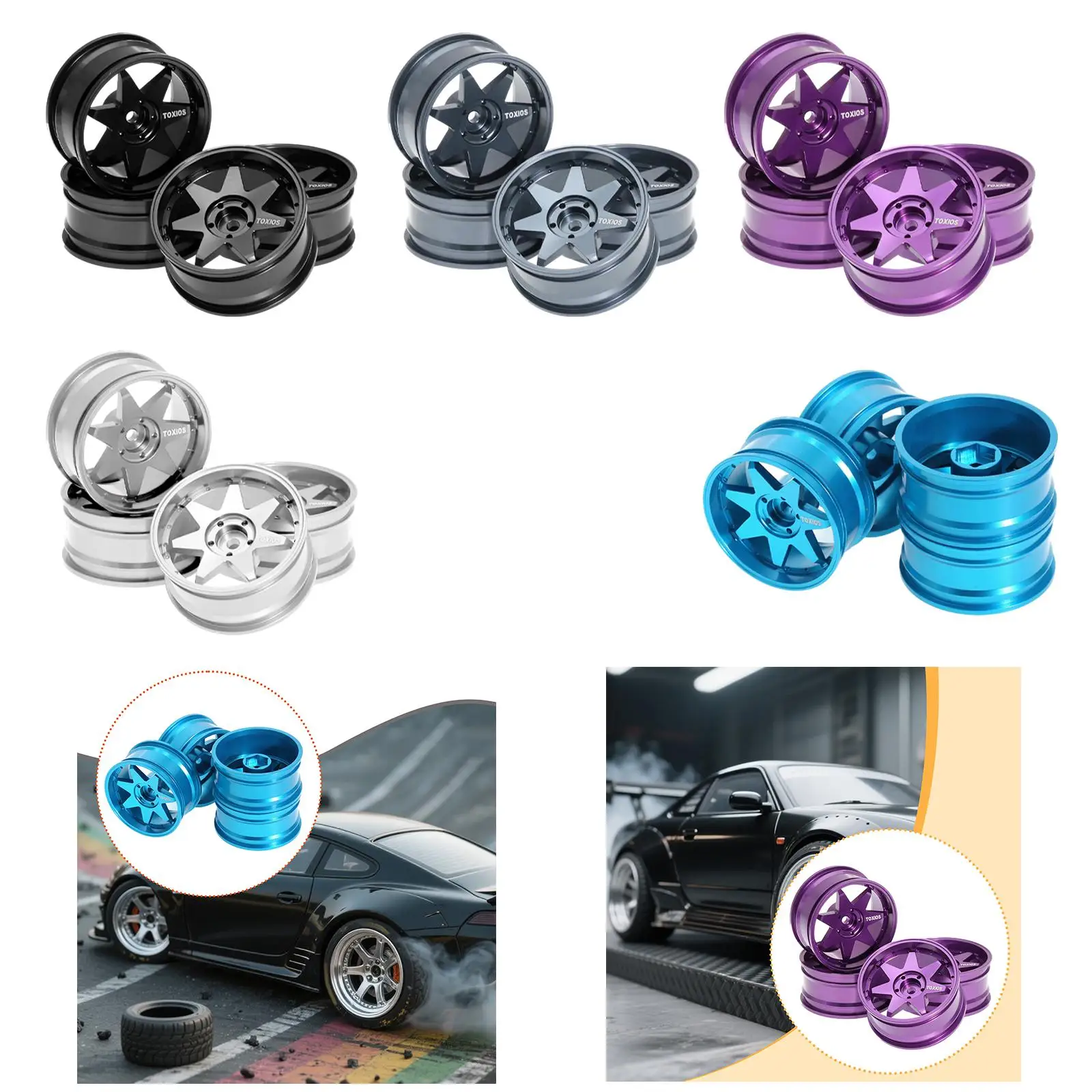 

1/10 Scale RC Car Wheel Rims Xy01 RC Toys Accessories Replacement for D5 and TT02 Crawler Components Drift Wheel Hubs