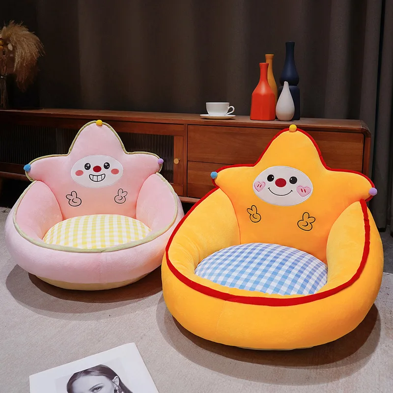 Cute Star Shaped Seat Cushion with Backrest, Detachable Waist Support Chair Pillow, Fluffy Plush Floor Cushion for gifts.