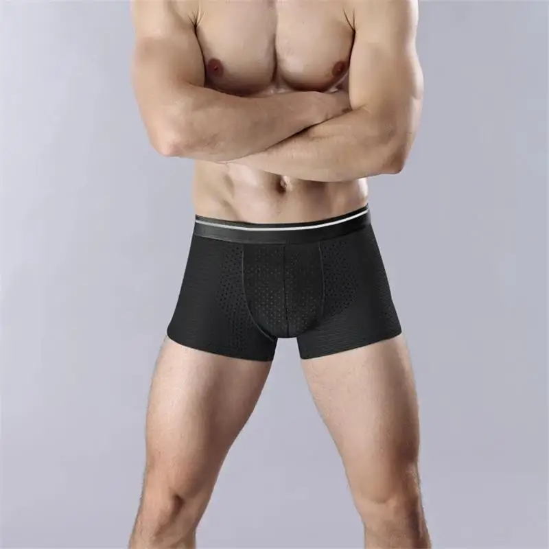 4/8Pcs/Men\'s Underwear Ice Silk Sexy Boxer Shorts Mid-waist Breathable Men\'s Underwear Mesh Comfortable Soft Shorts Men Plus 5XL