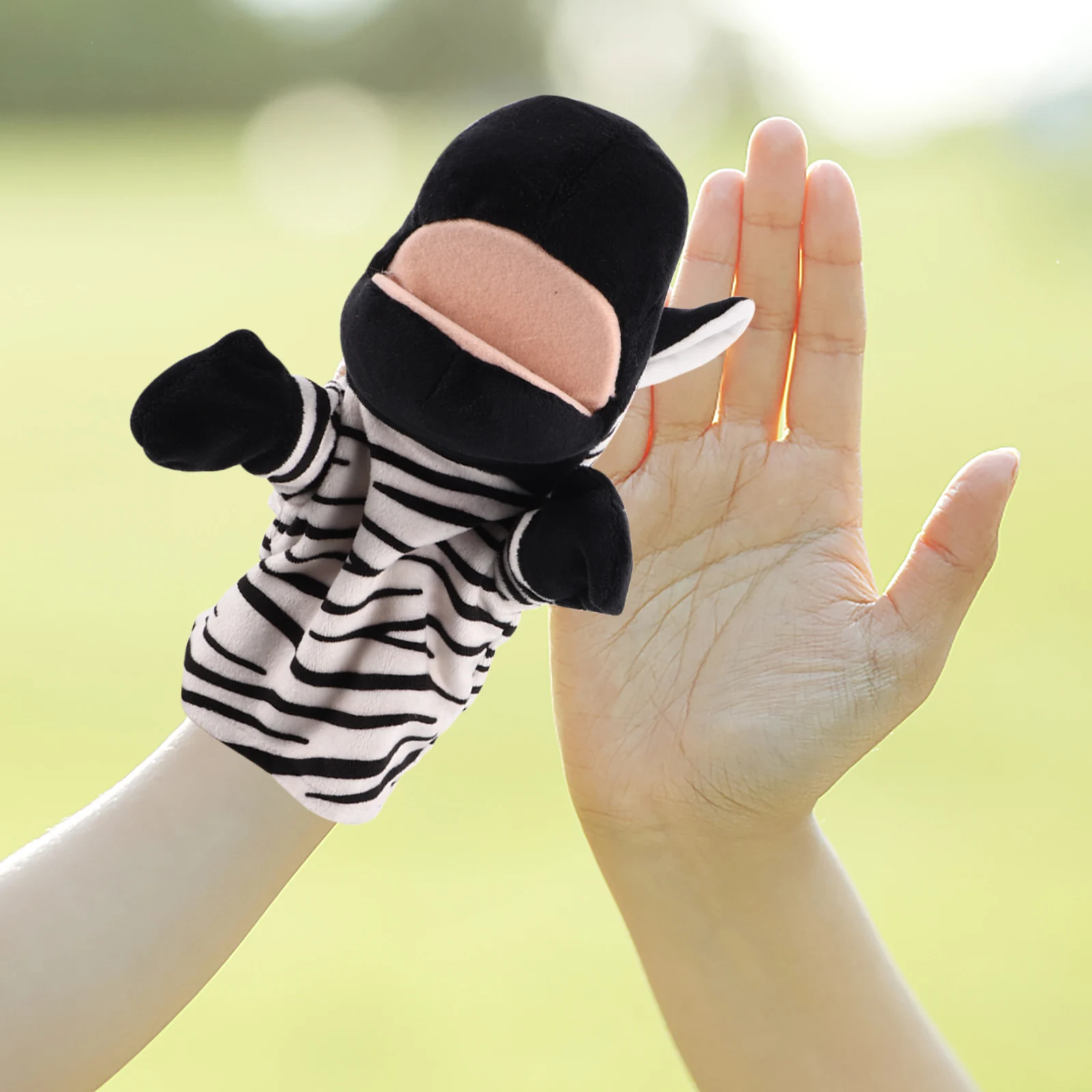 Marioneta de dedo de animal H boca de trabajo dibujos animados cebra narración de historias niños marionetas para niños pequeños animales de la selva realistas