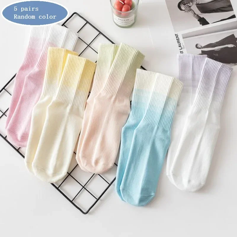 1/5 pairs Cotton Breathable Yoga Sock Solid Color Striped Anti-slip Sports Socks Pilates Socks Dance Fitness Training Sock