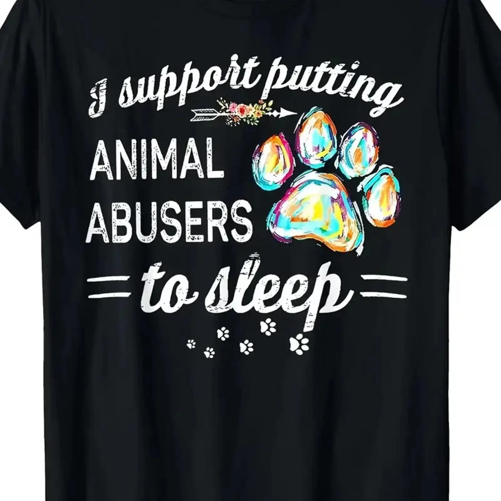 Grafik T Shirt I Support Putting Animal Abusers to Sleep Bild 1 von 3 vintage Washed fashion Breathable Casual Stylish