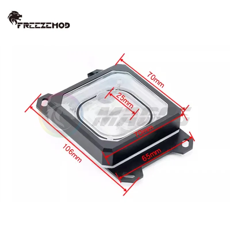 FREEZEMOD RGB CPU Water Block dla AMD AM4 AM5, metalowa rama + akrylowa osłona, Aurora 5V ARGB SYNC, AMD-PK5E — zdjęcie 3