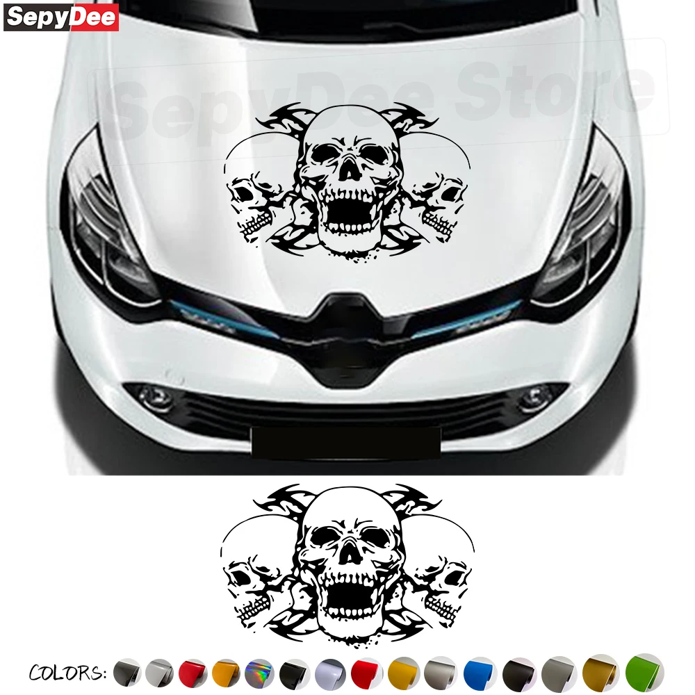 

Universal Personalized Skull Pattern Stickers Car Sunscreen Waterproof Creative Reflective Self-adhesive Auto Decorate Decals