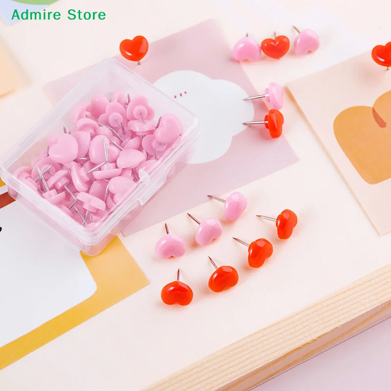 [G]Ins Love Heart Shape Push Pins Safety Colored Push Pin Cork Board Thumb Tack Wall Pins School Stationery Office