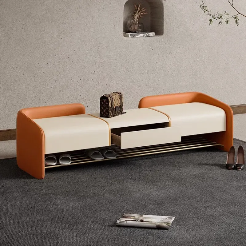 shoe changing stool, shoe stool for storage at the door of the home, soft bag rectangular strip stool