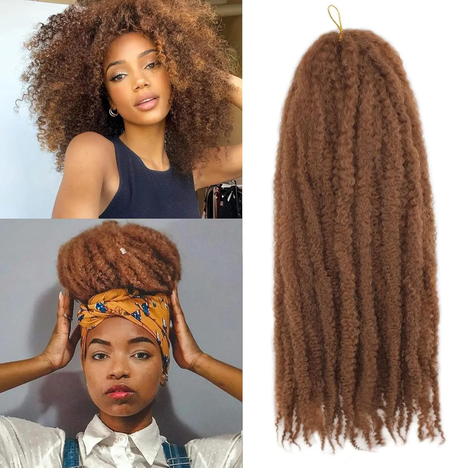 ZINAN Store Marley Afro Twist Braiding Hair 18inch Kinky Curly Cuban Senegalese Crochet Hairs Synthetic Braids Extensions(50g)