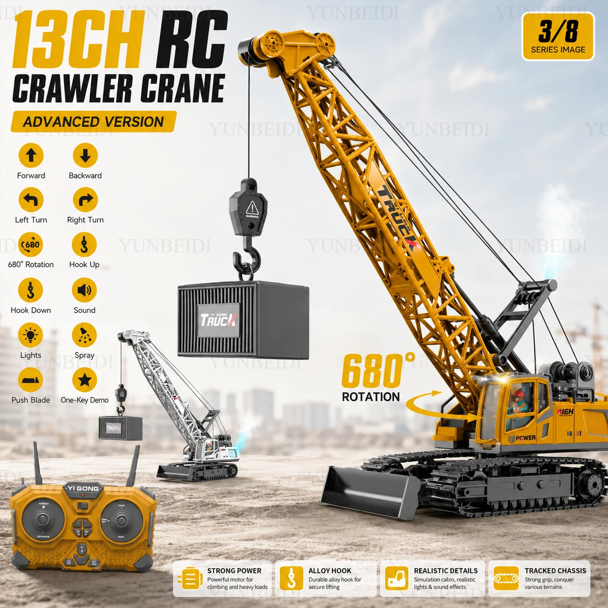 Remote Control Alloy Crane 9CH - Crane Claw Motor ulasan dan harga