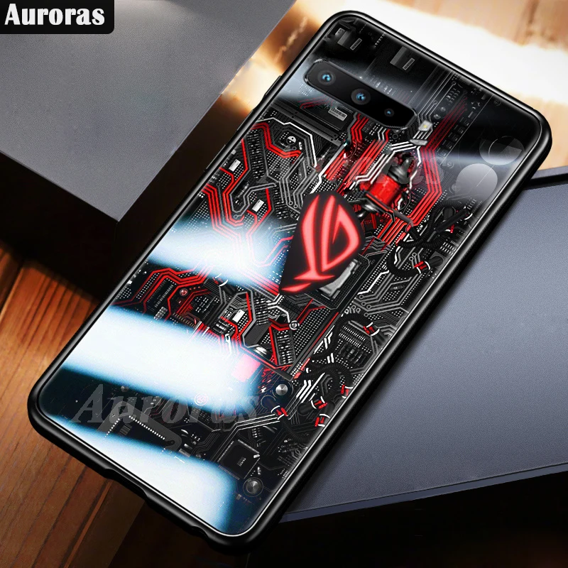 Auroras For ASUS Rog Phone 3 Case Explorer Painted Tempered Glass Cover For Asus Rog 5 2 5S Pro Shockproof Hard Case Ultimate