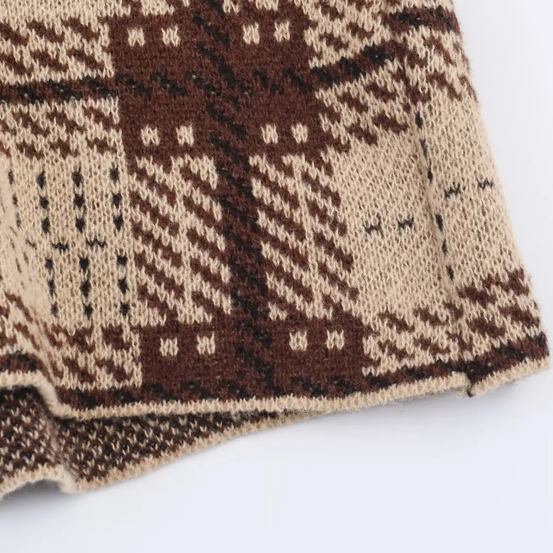 Faionable اللون بلو منقوشة محبوك سترة JNLEAOG المرأة الخريف جديد Sle فضفاضة تناسب طويلة Sve ألياف البوليستر الدفء #4