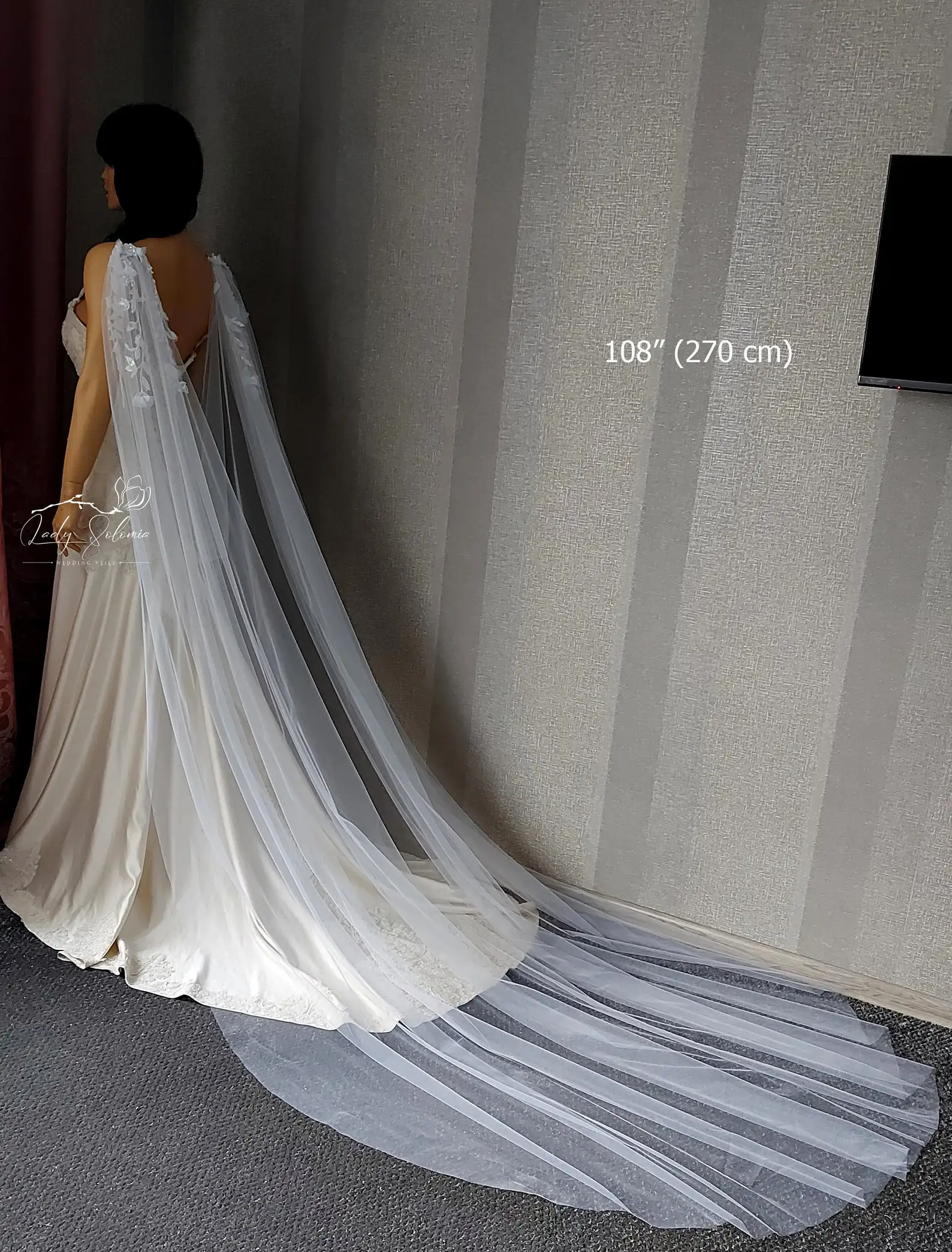 

3D Flower Veil Cathedral Draped Cape Wedding Veil Shoulder Cape Bridal Veil Wedding Jackets Wrap Handmade Custom Length Style