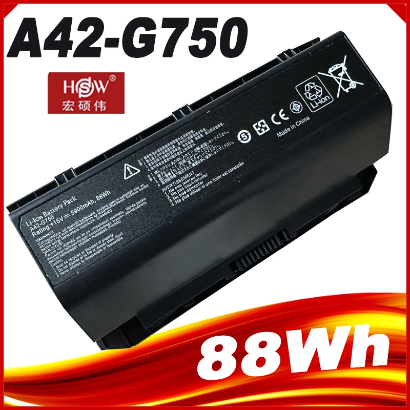 

A42-G750 Laptop Battery for ASUS ROG G750 G750J G750JH G750JM G750JS G750JW G750JX G750JZ Series 15V 88WH 5900mAh