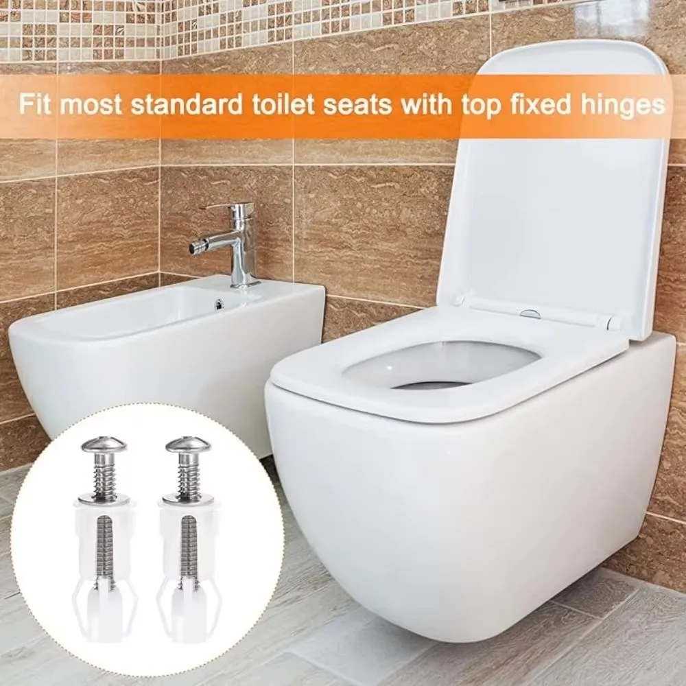 2pcs Top Fix Toilet Seat Screws Nut Cover Lid Pan Fixing WC Blind Hole Fitting Kits Replacement Toilet Seat Screws Bathroom Part