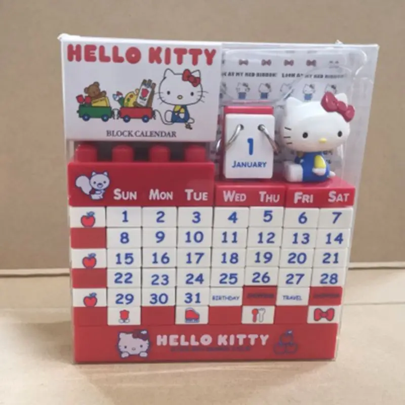 

Hello Kitty Calendar Toy Cartoon Anime Cute Kawaii Family Dormitory Desktop Decoration Birthday Record Student Girl Gift Wholes