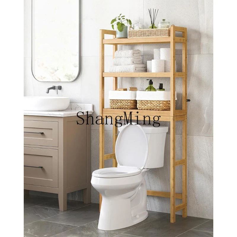 DSA Bamboo Bathroom Multi-layer Storage Rack Small Space Separate Bathroom Rack Above Toilet