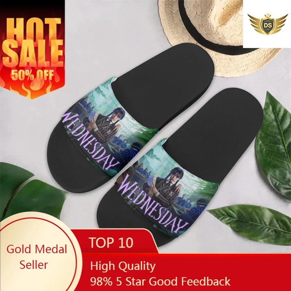 

Wednesday Addams Print Women Slippers Casual Non-slip Bathroom Sandals Flats Hot Movie Indoor Sandalias Mujer Verano