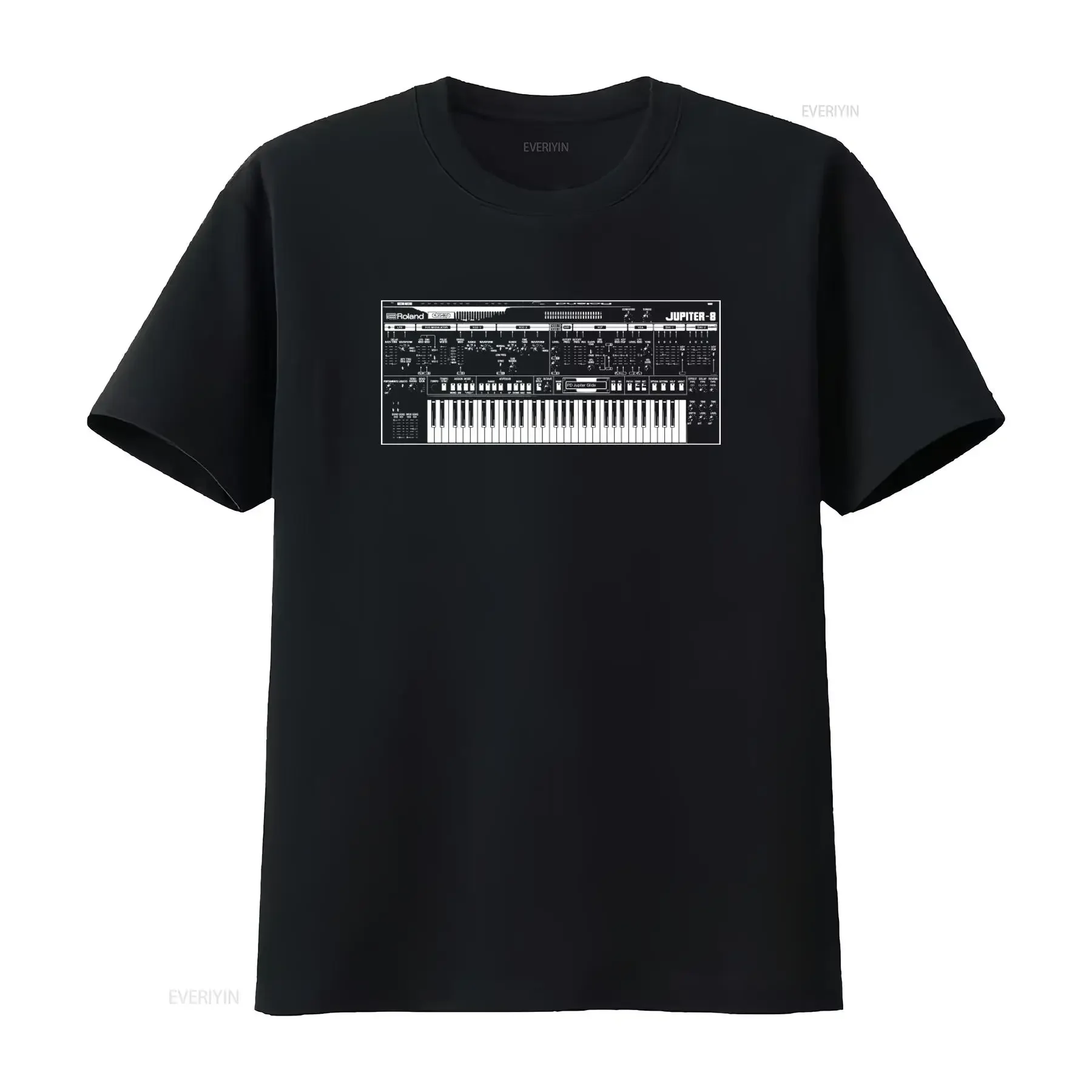 T-shirt Roland Jupiter 8 Analog Synthesizer pour les amateurs de musique, style rétro, imprimé équipement électronique, vintage, délavé, extensible