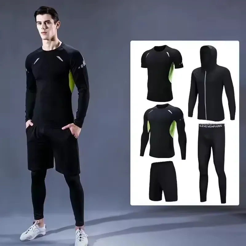 Quick Dry Sports Suit Men's Running Sets Gym Fitness Sportswear Compression Basketball Tights Jogging Training Underwear Clothes