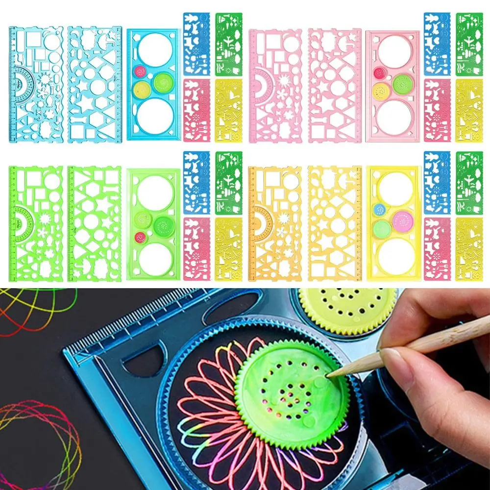 Multi Shaped Multi-function Oval Geometric Template Ruler Painting Drawing Template Geometric Drawing Learning Measuring Tool