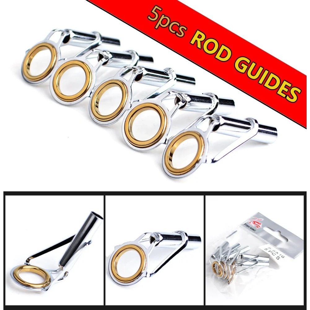 

FISHKING 5pcs Fishing Rod Guides For Anglers Stainless Steel Inserts Top Rings Smooth Inner -Surface Rust-Resistant Steel