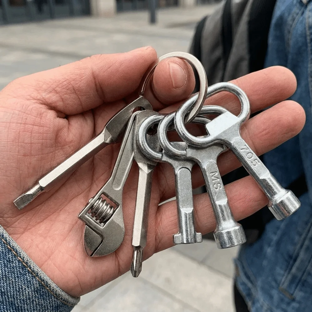 Personality Portable Wrench Keychain Multi-Function Miniature Wrench Pendant Keyring Metal Mini Screwdriver Bag Accessory