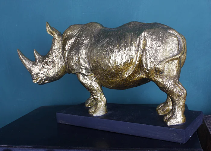 Vintage Resin Sculpture of Rhinoceros, Animal Ornaments, Simulation Statue, Home Decor Crafts, Office Decoration, Figurine