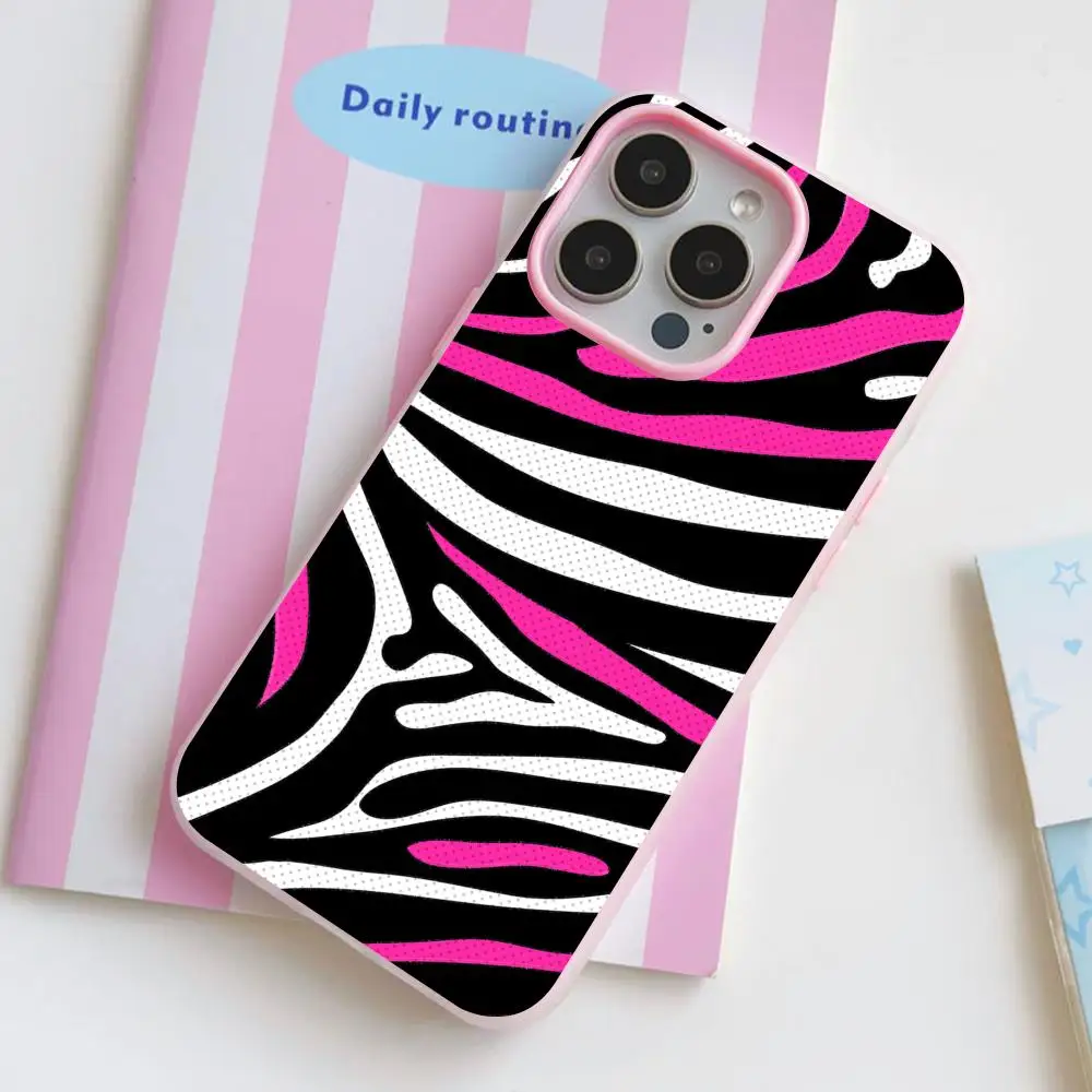 Zebra Stripe Jelly Double layer Pink Mobile Phone Case for iPhone 17 16 15 14 13 12 11 Air Pro Max Plus Protective