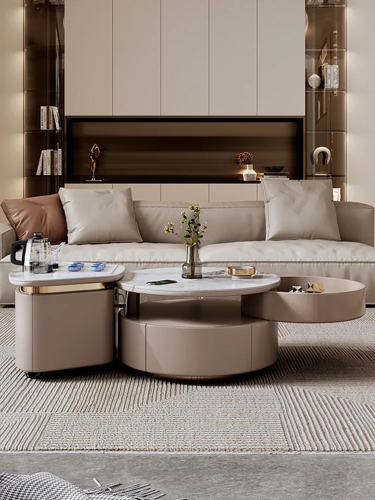 AA Rock slab coffee table living room household small apartment modern simple light luxury high-end folding mobile tea table