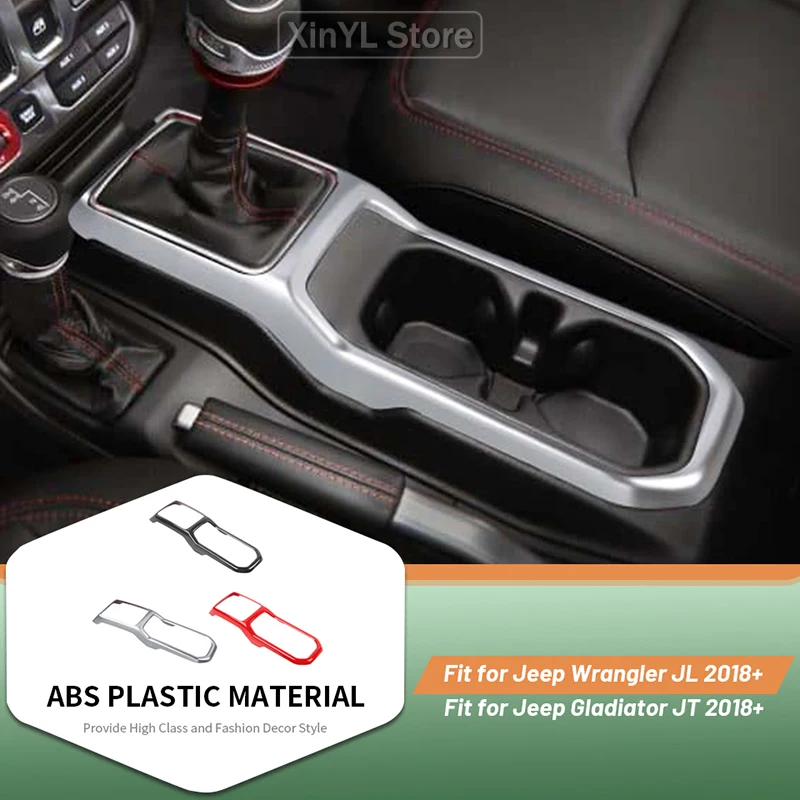 New 4WD Automatic Gear Shift Panel Car Front Water Cup Holder Decoration Cover For Jeep JL/JT  2018 Up Interior Accessories 1Pc