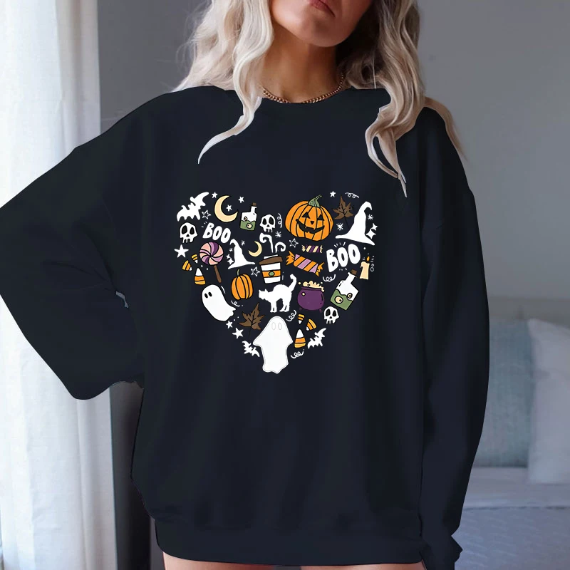 (A+Quality)new Halloween O-neck Sweatshirt Unisex Fashion Casual Long Sleeve Oversized Sweater