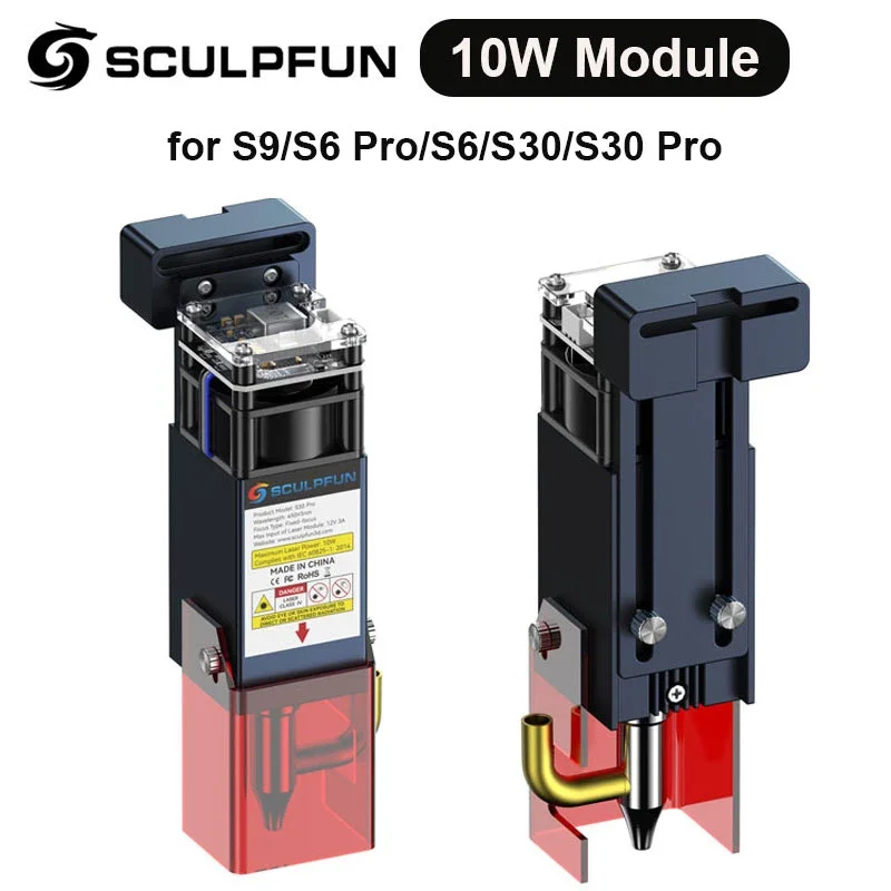 SCULPFUN S30 Pro 10W Laser Module Interchangeable Lens Built-in Air Assist Clean Cutting for DIY Wood Acrylic Cutting Tool