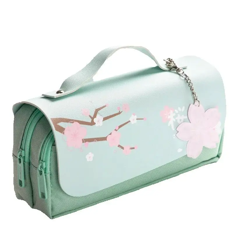 ♡Sakura ♡ʕ•ᴥ•ʔ＊ハンドメイド　ペンケース Sakura Pencil Bag PU Leather Pen Case Candy Color Japan Stationery