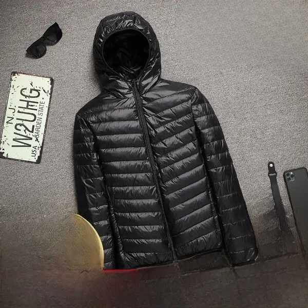 

Lightweight down Cotton Jaet for Men Autumn Winter Outerwear Faionable High-end Hooded Zipper Closure Color Youth P...