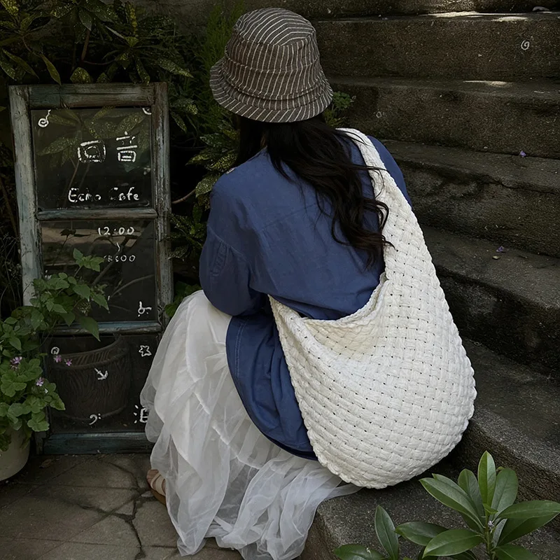 

2026 new spring woven tote bag women's large-capacity commuting versatile shoulder bag Korean casual tote bag