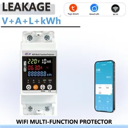 WIFI Smart JJMVPD-63LWS Switch TUYA Energy Meter Kwh Metering 63A Circuit Breaker Timer with voltage current and leakage protect