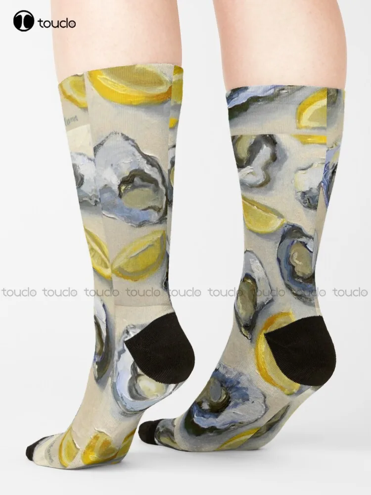 Australian Oysters And Lemons Still Life Socks Ankle Socks For Women Cartoon Comfortable Best Girls Sports 360° Digital Print