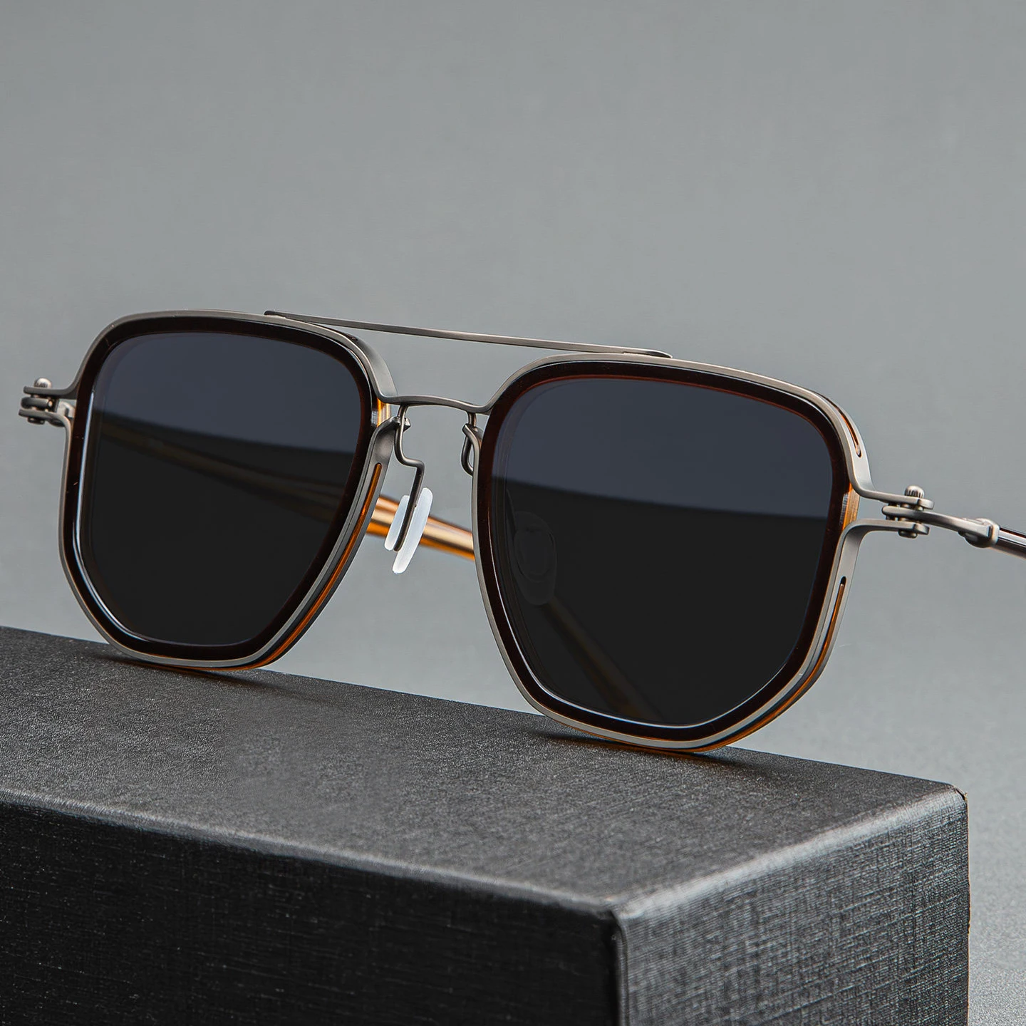 Top Quality Vintage Square Polarized Sunglasses Men Women Titanium Oversized Sun Glasses Anti-ultraviolet Trendy Pilot Sunglass