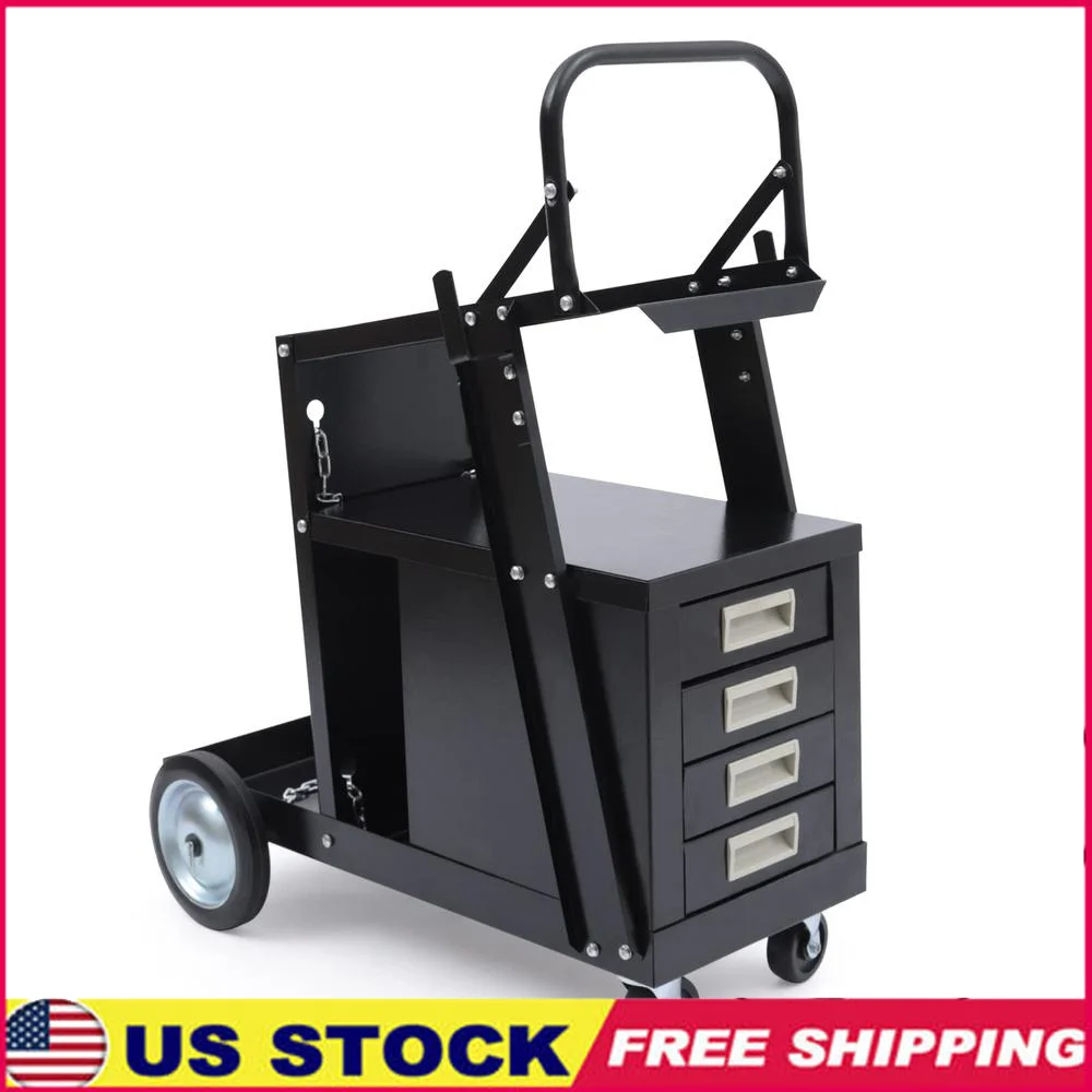 

4-Drawer Rolling Steel Welding Cart Mig Tig Welder Portable with Wheels Cabinet and Storage Shelf Heavy LoadsNote Do not