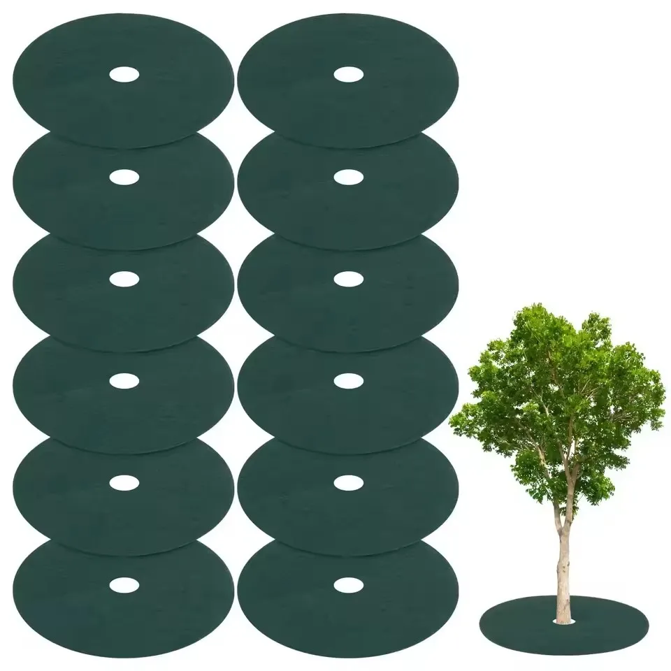 10pcs Non-Woven Gardening Fabric Mulch Ring Tree Barrier Plant Cover Anti-Weed 15cm-82cm Garden Tapestry Protector Herb Control