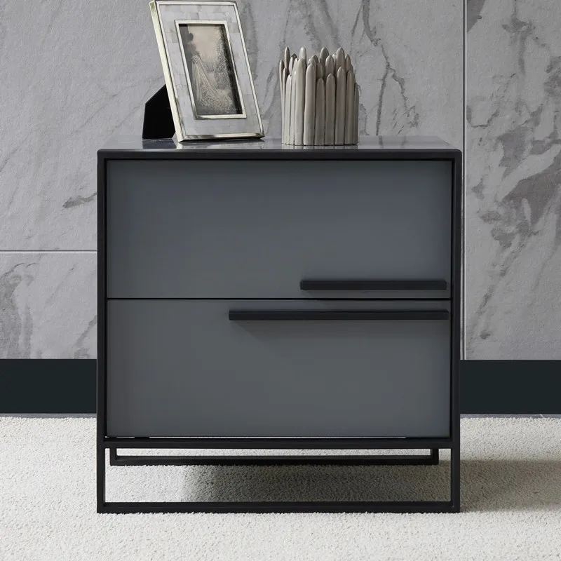 

Modern Luxury Nightstands Side Cabinet Antique Home Furniture Bedroom Mobile Black Color Bedside Table 2 Drawers Furniture