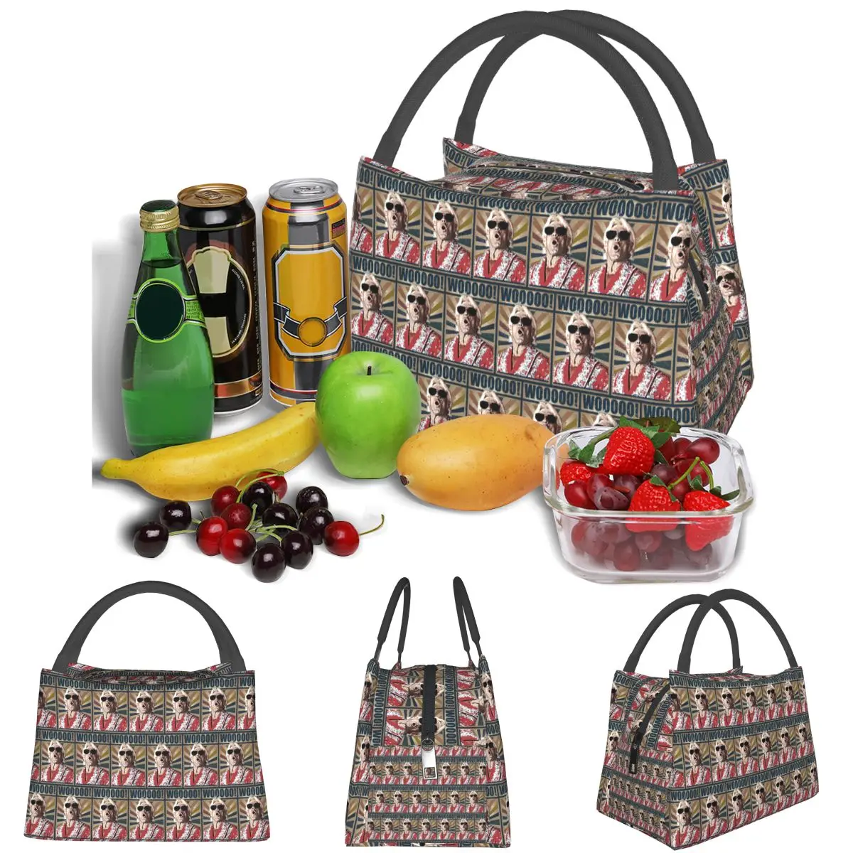 Ric Flair Woooo Lightweight Handheld Insulated Lunch Bag Aluminum Foil Liner for Adults Students Travel Picnic