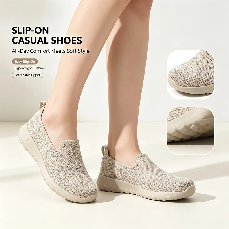 Original Skechers Go Walk Women Slip‑On Shoes, Breathable Mesh Upper, Ultra‑Lightweight Non‑slip Sole, Easy Wear Walking Casual
