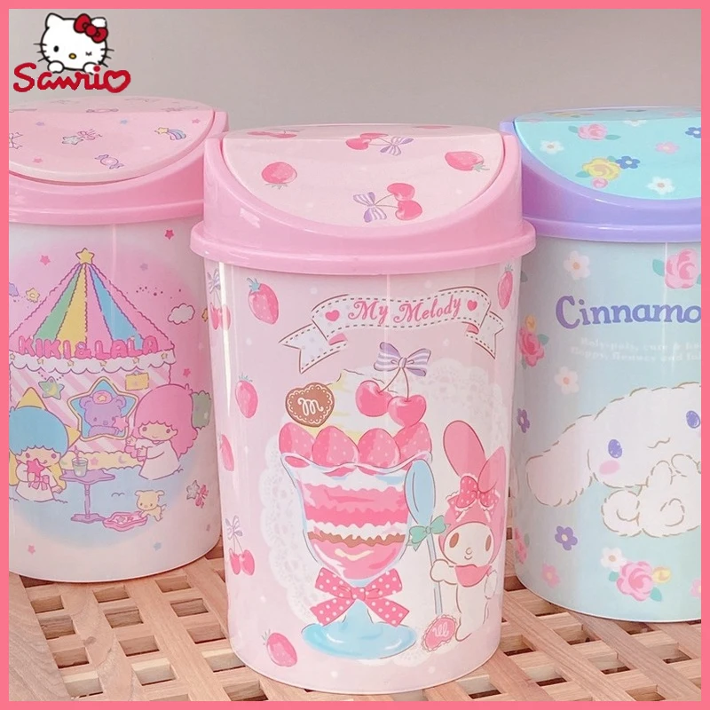 

Sanrio Cartoon Cute High Appearance Level Hellokitty Trash Can Net Red The Same Bathroom Bedroom Living Room Garbage Basket Gift