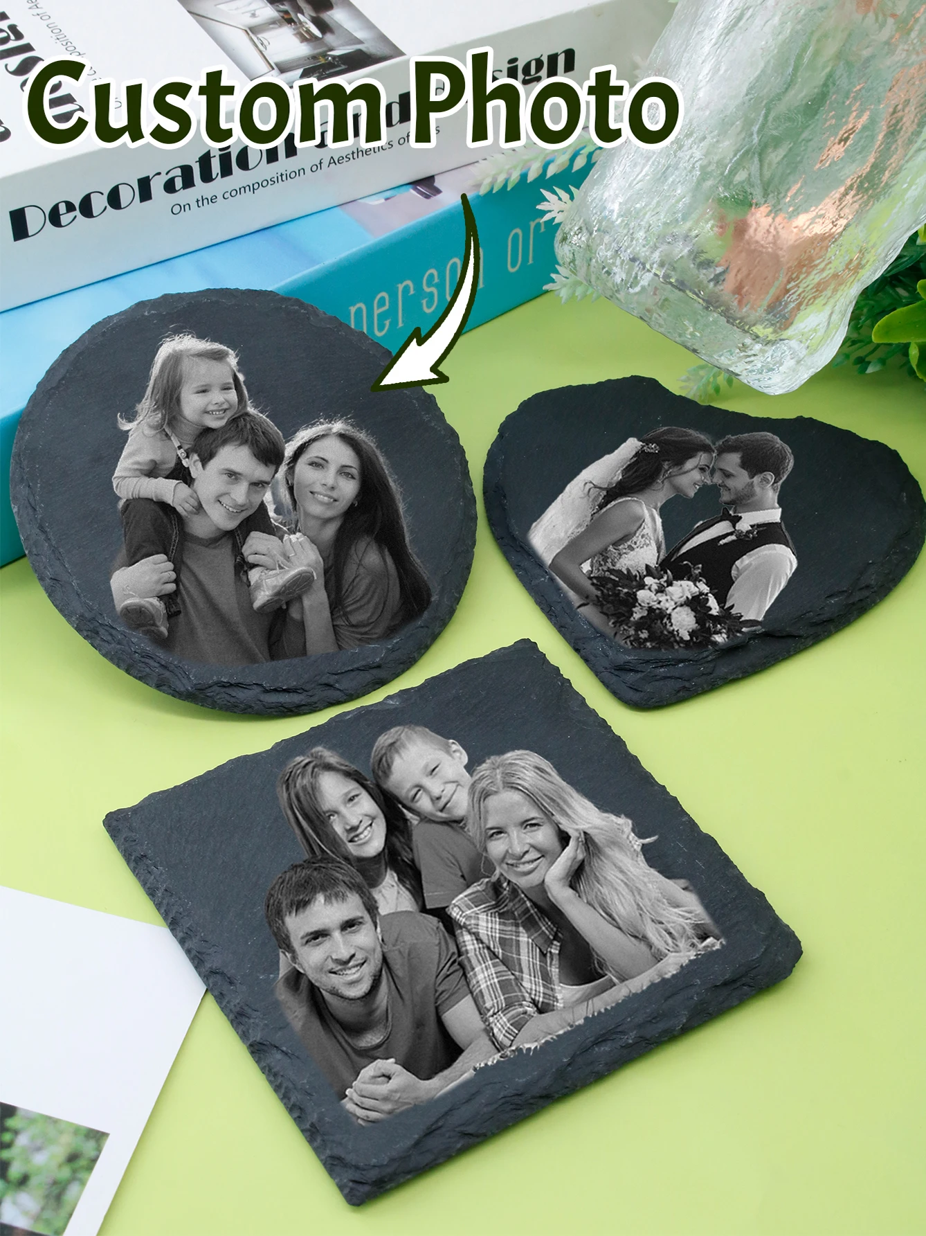 Personalized Stone Coaster, Custom Drink Coasters, Customized Photo Coasters, Customizable Picture Coaster For Desk,