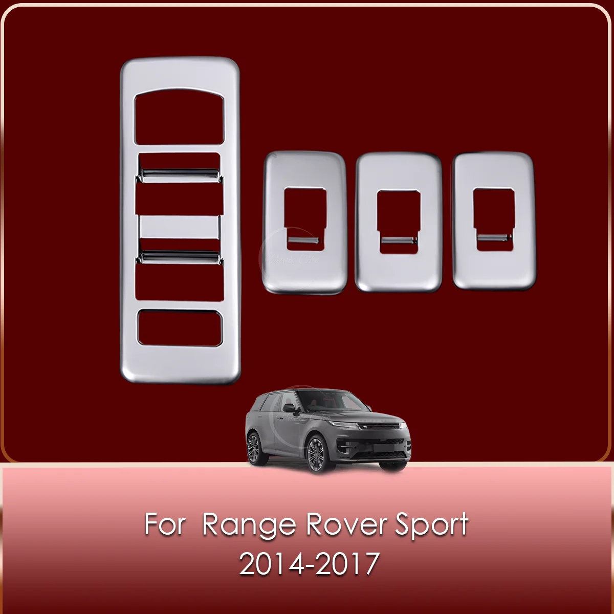 CheroCar Red Window Lift Switch Panel Cover Trim 5-Piece Set For Dodge Ram 1500 2018-2020 – ABS Brushed Finish
