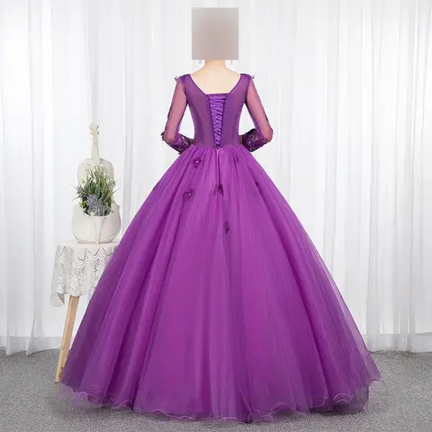 Anpassad Lila Balklänning Dam Aftonklänningar V-ringad Applikationer Balklänningar Formella Vestido De Noche Aftonklänningar 10 best sales lila balklänning - №3