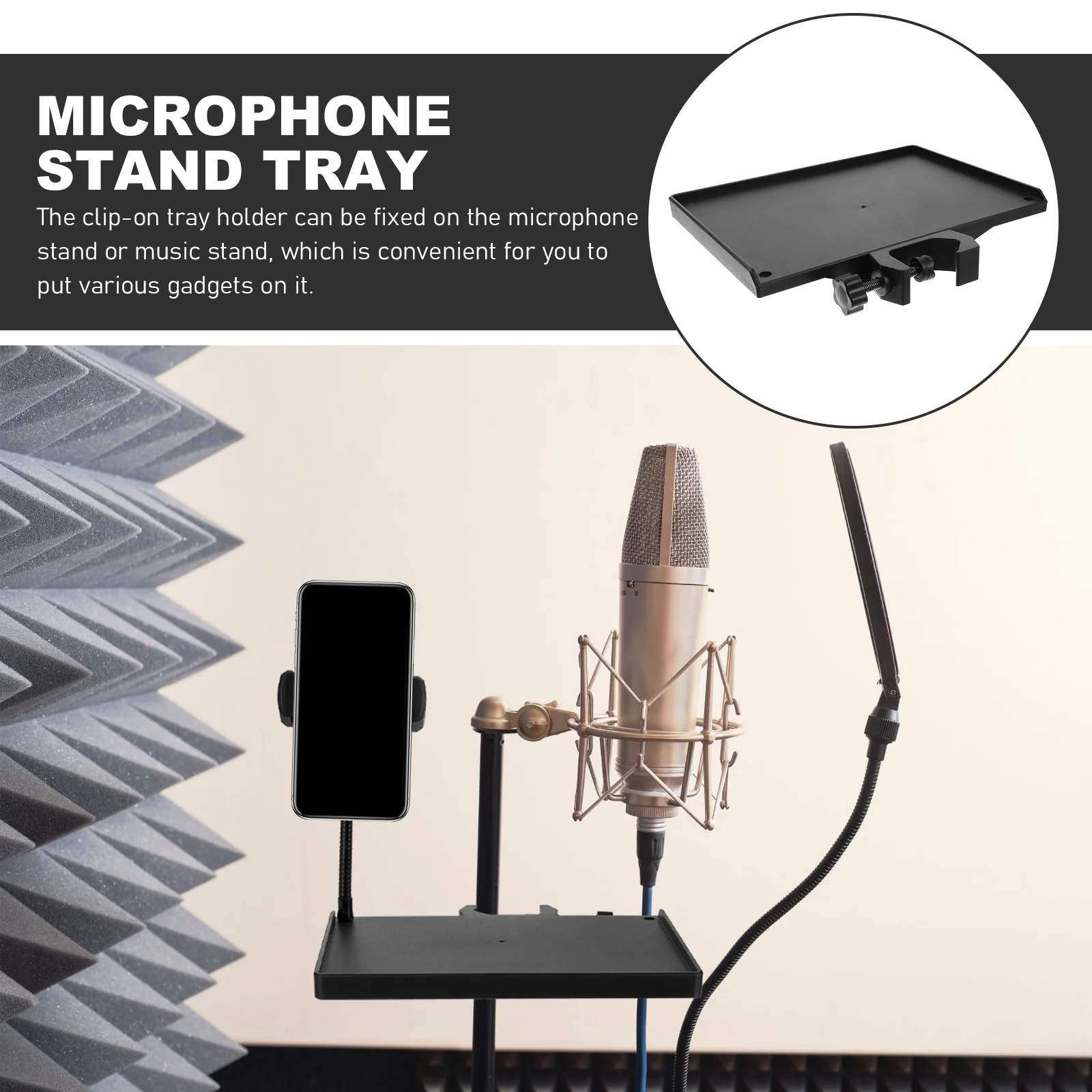 Tripod Sound Card Tray Desktop Stand Plastic Microphone Handle Mount Broadcast Rack