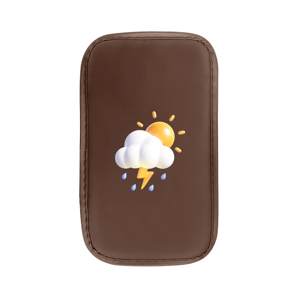 Cartoon weather forecast Colored Leather Laser Printed Car Armrest Seat Box Protective Cover Suitable For Most Cars