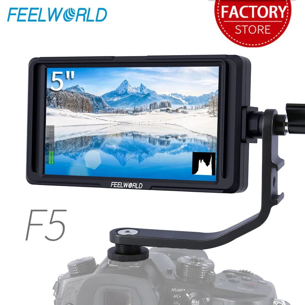 Feel world F5 5 بوصة DSLR على كاميرا جهاز المراقبة الميدانية الصغيرة كامل HD IPS 1920x1080 فيديو مساعدة 8.4 فولت تيار مستمر المدخلات الناتج تشمل الميل الذراع